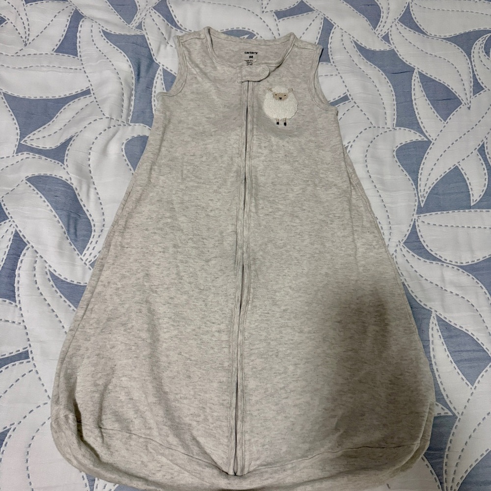 Sleeveless Light Gray Kids Sleep Sack with Sheep Applique